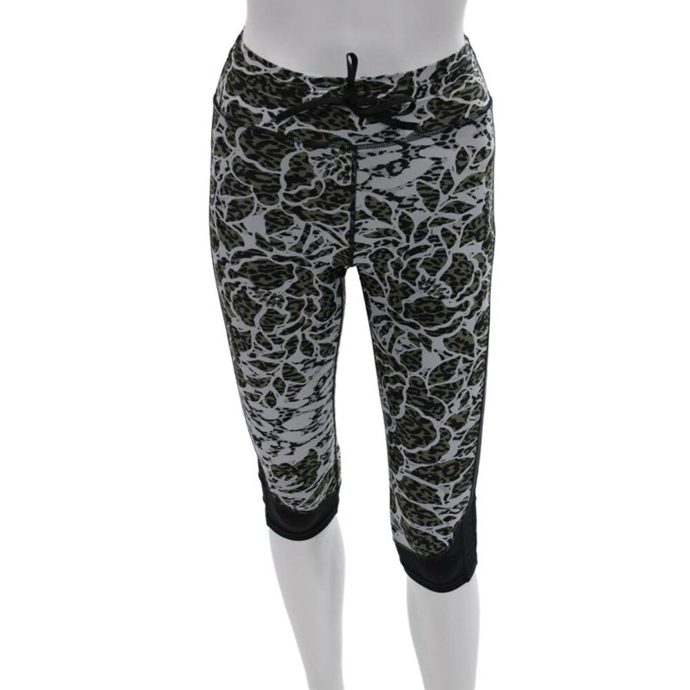 The Upside Women Black Leopard Print Capri Leggings Drawstring Size 2